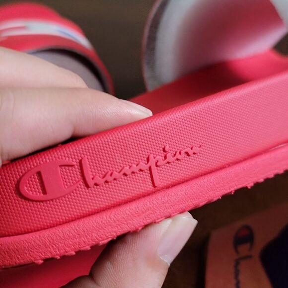 Champion Squishy Classic Sandals Soft Sole C Logo Men's Slides Red Gray New 10 - Picture 9 of 9